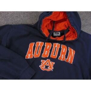Auburn Tiger Hoodie Mens XL Blue Orange Spellout Sweatshirt Pullover Sweater